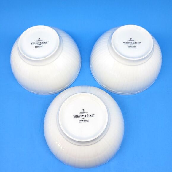 Villeroy And Boch  Cellini Set Of 3 White 5 5/8" Footed Rice Bowls EC - Picture 3 of 8